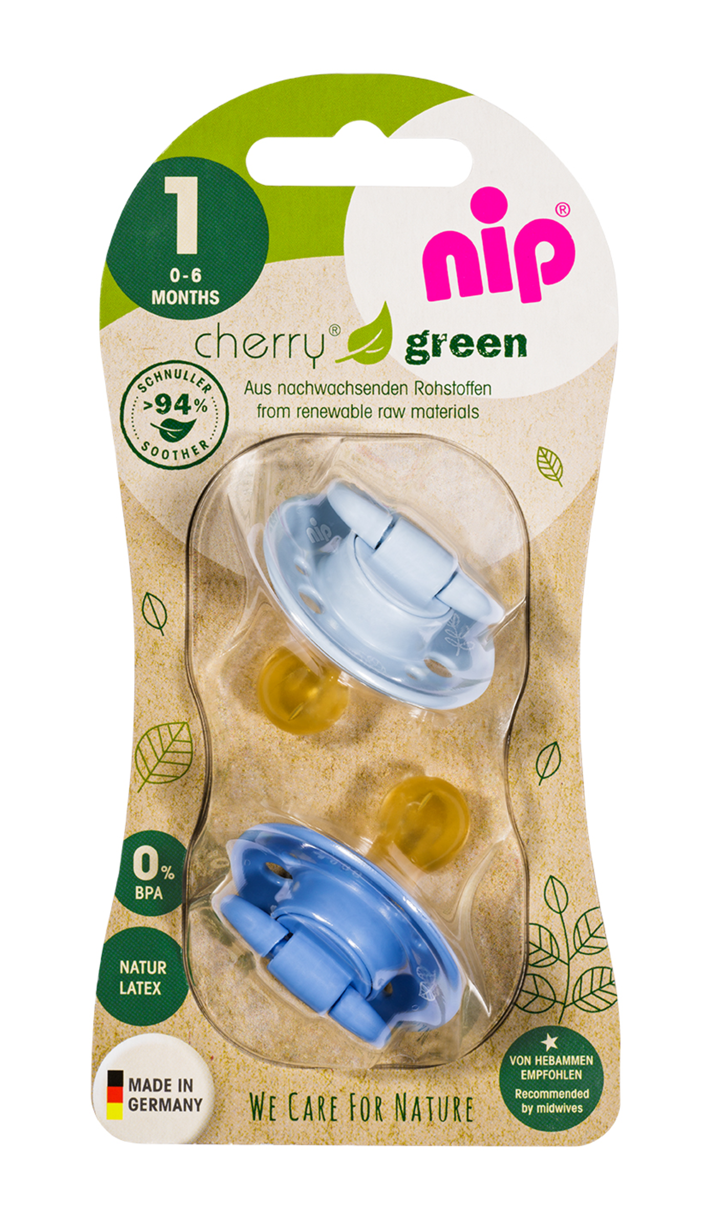 COLOURS Violett//Lila//Beige Empfohlen ab 6 Monaten Größe 2: 4 Stück nip Bio Baby Schnuller Cherry Green kirschform aus Naturkautschuk
